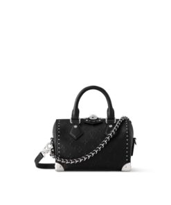Louis Vuitton Speedy Trunk 20 Top Handle Bag 8.1in/ 20.5cm Black Silver Hardware For Women M14575