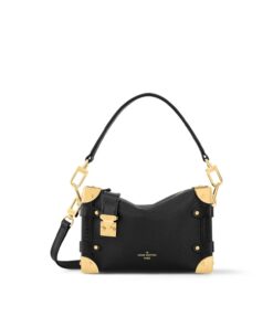 Louis Vuitton Side Trunk PM Shoulder Bag 7.1in/ 18cm Black Gold Hardware For Women M23817