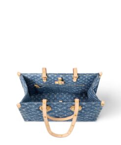 Louis Vuitton OnTheGo MM Tote Bag 13.8in/ 35cm Denim Blue Gold Hardwar For Women M46871 - Image 5