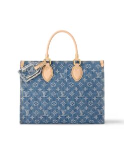 Louis Vuitton OnTheGo MM Tote Bag 13.8in/ 35cm Denim Blue Gold Hardwar For Women M46871