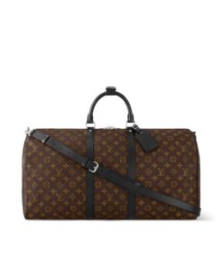 Louis Vuitton Keepall Bandouliere 55 Travel Bag 21.7in/ 55cm Brown Monogram Silver Hardware M56714