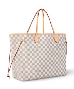 Louis Vuitton Neverfull GM Tote Bag Damier Azur Canvas Beige For Women 39cm/15.4in N40602 - Image 4