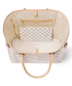 Louis Vuitton Neverfull GM Tote Bag Damier Azur Canvas Beige For Women 39cm/15.4in N40602 - Image 3