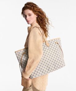 Alternative view of Louis Vuitton Neverfull GM Tote Bag Damier Azur Canvas Beige For Women 39cm/15.4in N40602