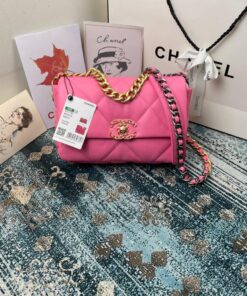 Chanel 19 Flap Bag Small Crossbody 10.2in/ 26cm Pink Gold Hardware For Women AS1160 - Image 11