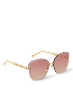 Louis Vuitton LV Jewel Round Cat Eye Sunglasses Pink Gold For Women Z2682U
