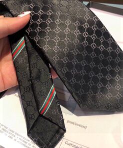 Gucci GG Pattern Silk Tie Black GG Men Tie 456520 4B002 1000 - Image 7