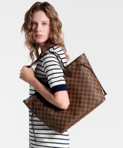 Louis Vuitton Neverfull MM Tote Bag 12.2in/ 31cm Brown Damier Ebene Gold Hardware For Women‎ N40599 - Image 3