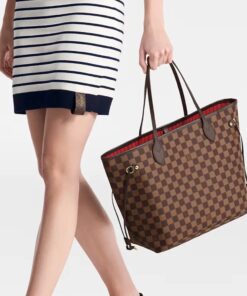 Louis Vuitton Neverfull MM Tote Bag 12.2in/ 31cm Brown Damier Ebene Gold Hardware For Women‎ N40599 - Image 4