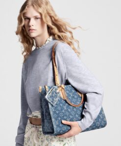 Alternative view of Louis Vuitton OnTheGo MM Tote Bag 13.8in/ 35cm Denim Blue Gold Hardwar For Women M46871