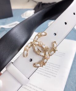 Alternative view of Chanel Double C Buckle 30mm Belt White Gold Hardware For Women