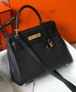 Hermes Kelly 28 Retourne Togo Black For Women 11in/28cm - Image 3
