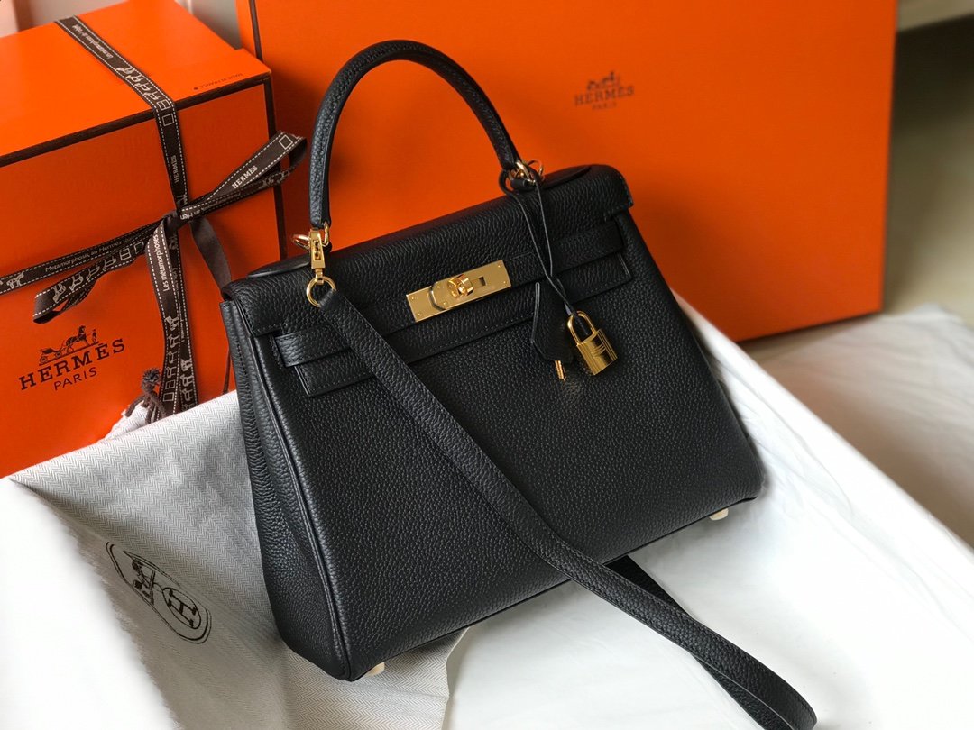 Hermes Kelly 28 Retourne Togo Black For Women 11in/28cm - Image 3