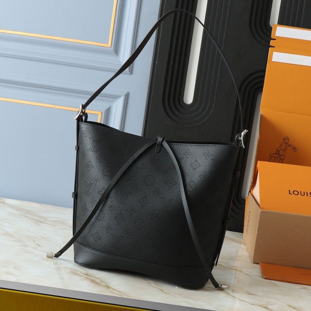 Louis Vuitton Flore Perforated Mahina Handle Bag Black 28cm M12139 - Image 2