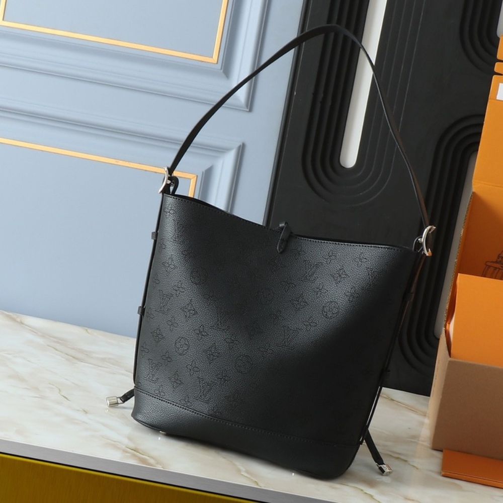 Louis Vuitton Flore Perforated Mahina Handle Bag Black 28cm M12139 - Image 3