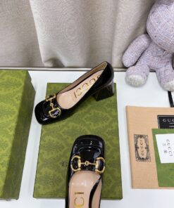 Gucci Mid-Heel Ballet Flat With Horsebit Black For Women - Image 5