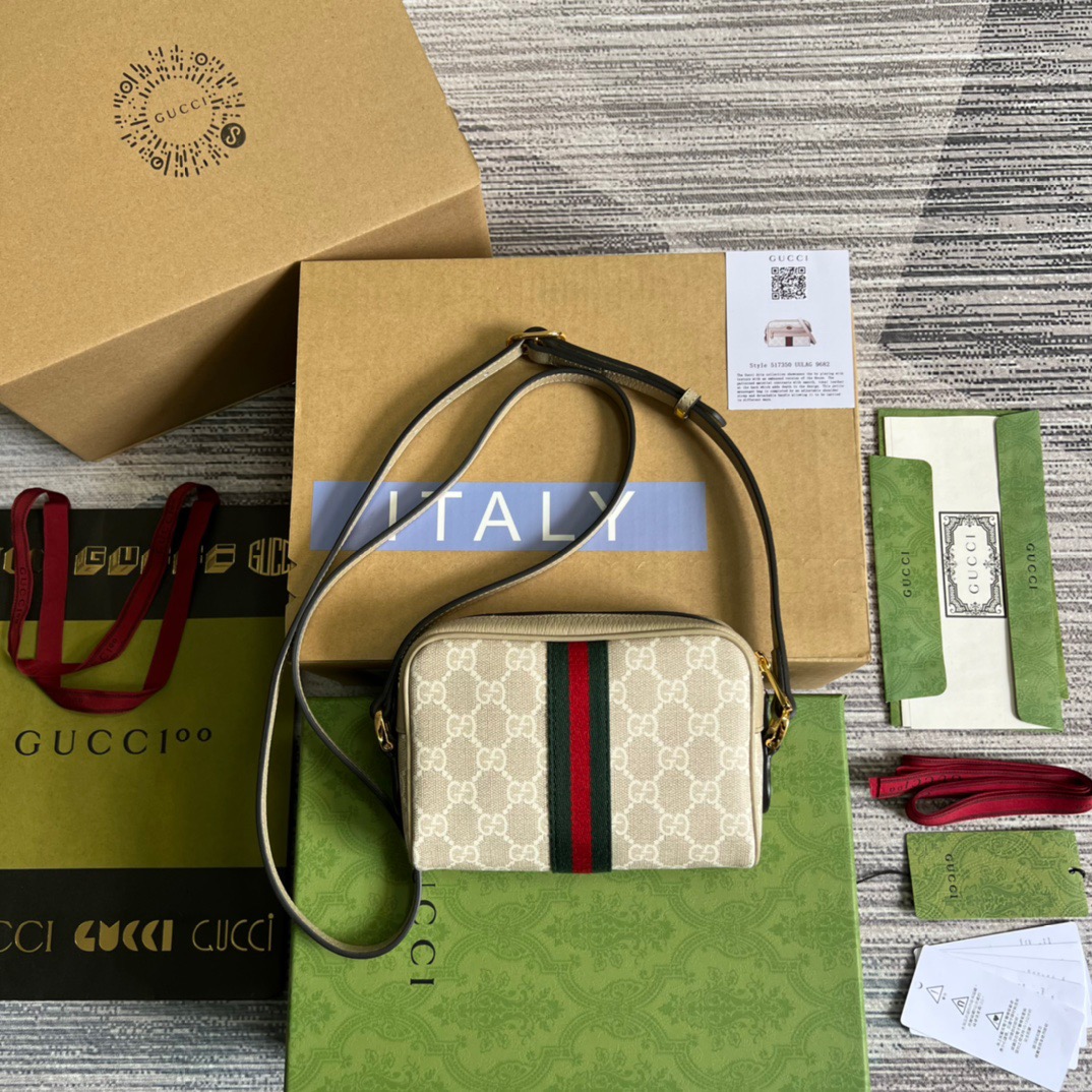 Gucci Ophidia Mini GG Bag Beige And Ebony GG Supreme Canvas, With Beige For Women 7in/17.5cm GG - Image 3