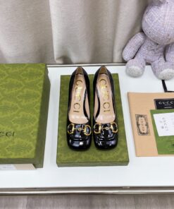 Gucci Mid-Heel Ballet Flat With Horsebit Black For Women - Image 4