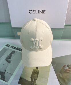 Celine Baseball Cap In Cotton Beige