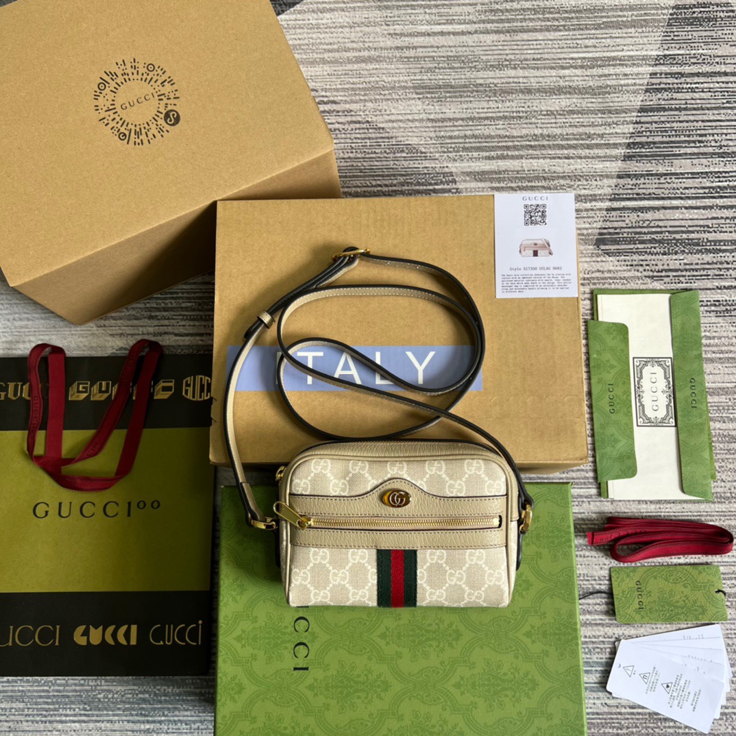 Gucci Ophidia Mini GG Bag Beige And Ebony GG Supreme Canvas, With Beige For Women 7in/17.5cm GG - Image 2