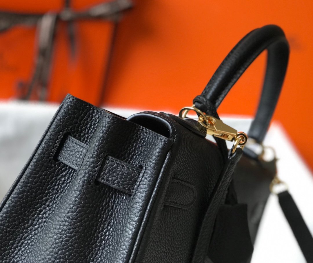 Hermes Kelly 28 Retourne Togo Black For Women 11in/28cm - Image 5