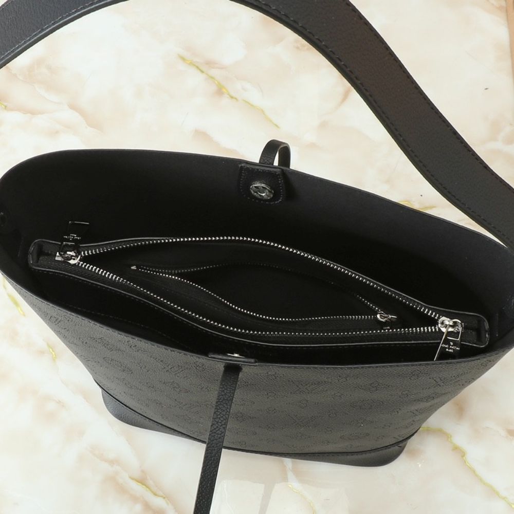 Louis Vuitton Flore Perforated Mahina Handle Bag Black 28cm M12139 - Image 9