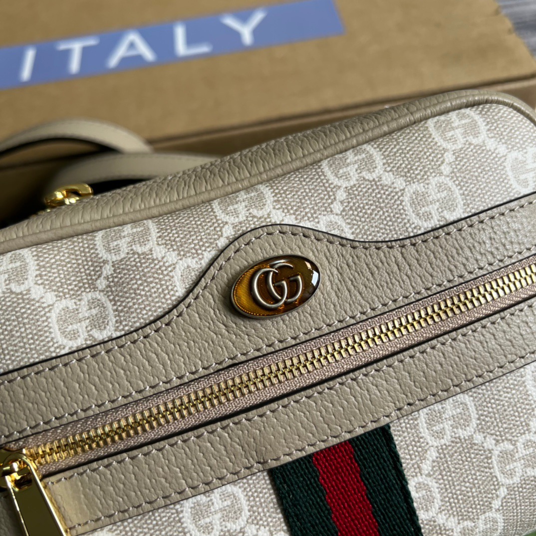 Gucci Ophidia Mini GG Bag Beige And Ebony GG Supreme Canvas, With Beige For Women 7in/17.5cm GG - Image 4
