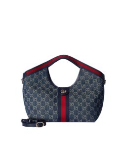 Gucci Giglio Small Tote Bag 9.8in/ 25cm Blue/ White Denim Gold Hardware For Women 860845 FAFRW 8864