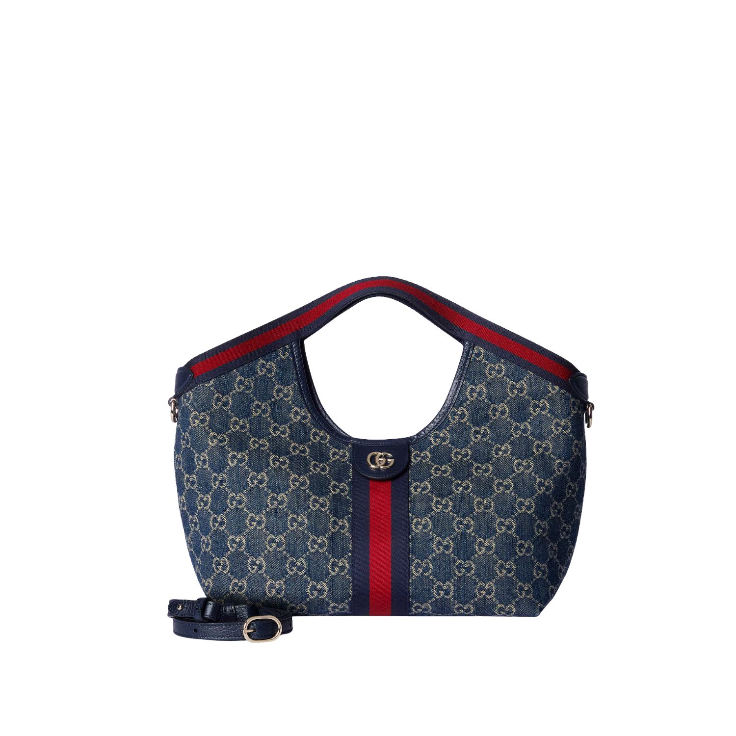 Gucci Giglio Small Tote Bag 9.8in/ 25cm Blue/ White Denim Gold Hardware For Women 860845 FAFRW 8864