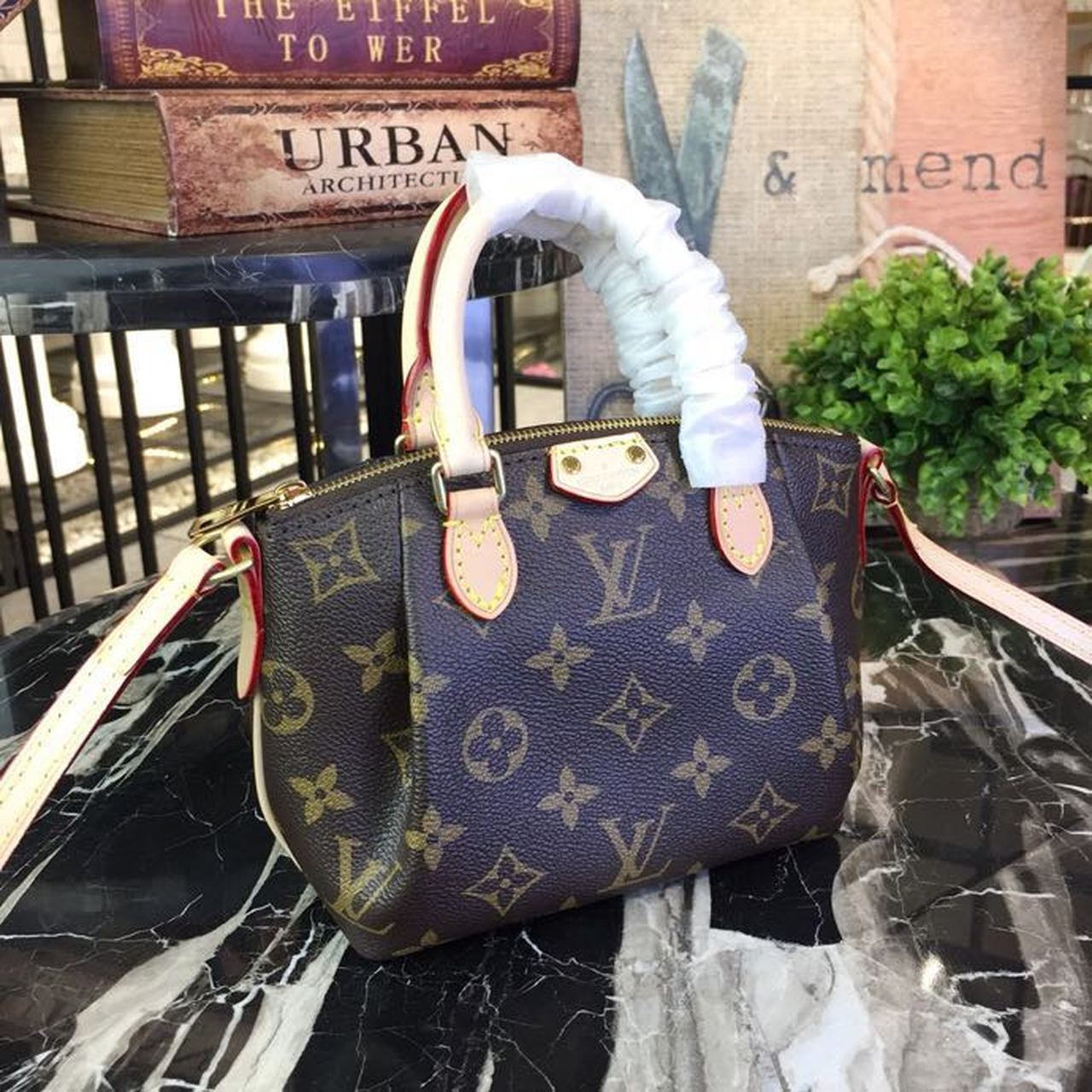 Louis Vuitton Turenne Nano Top Handle Bag 6.7in/ 17cm Brown Monogram Canvas Gold Hardware For Women M61253 - Image 3