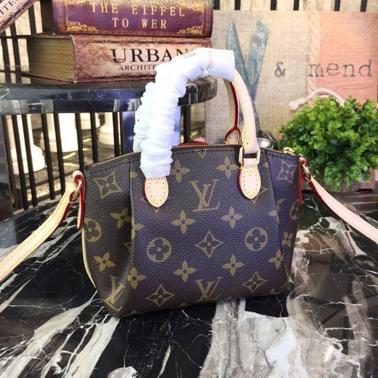 Louis Vuitton Turenne Nano Top Handle Bag 6.7in/ 17cm Brown Monogram Canvas Gold Hardware For Women M61253 - Image 5