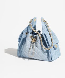 Chanel 25 Small Shoulder Bag 10.2in/ 26cm Blue Gold Hardware For Women AS5293 B20603 U0475 - Image 3