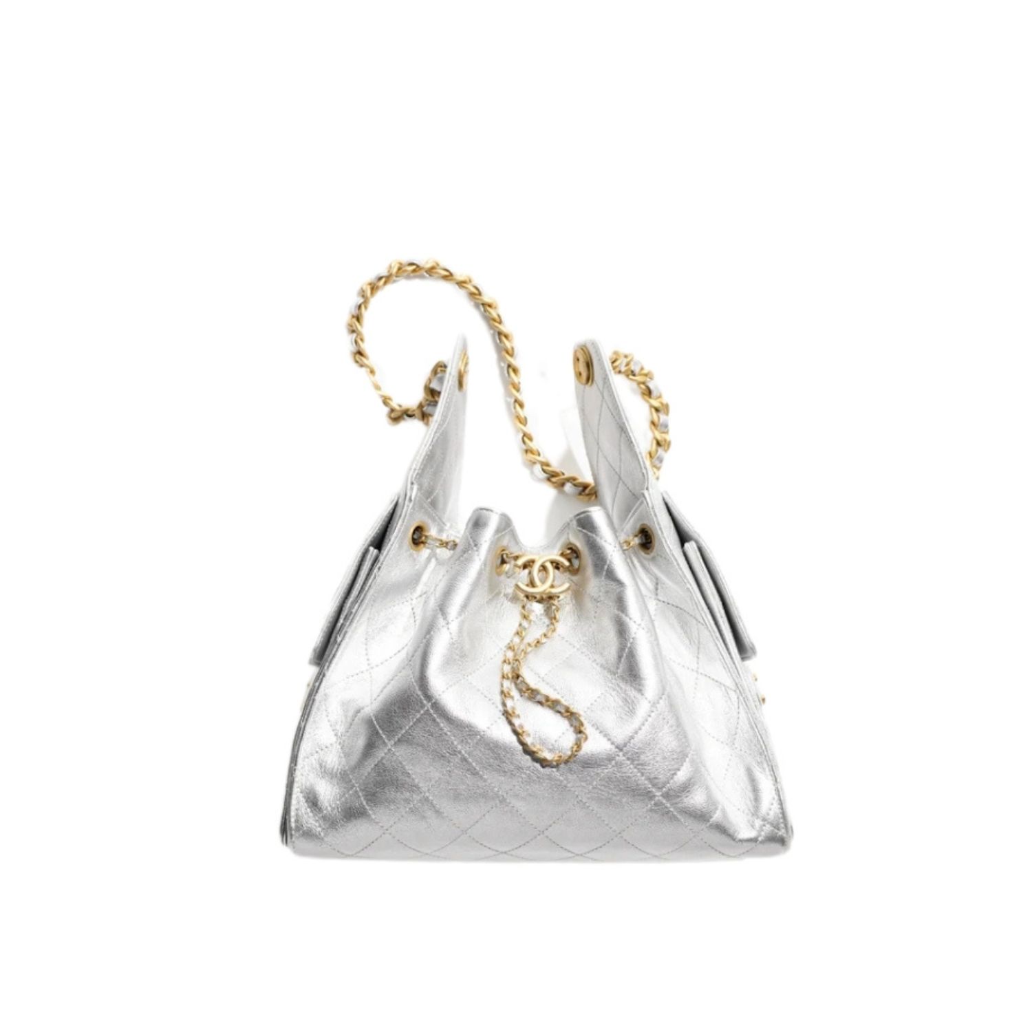 Chanel 25 Small Shoulder Bag 10.2in/ 26cm Silvery Gold Hardware For Women AS5293 B20405 NZV67
