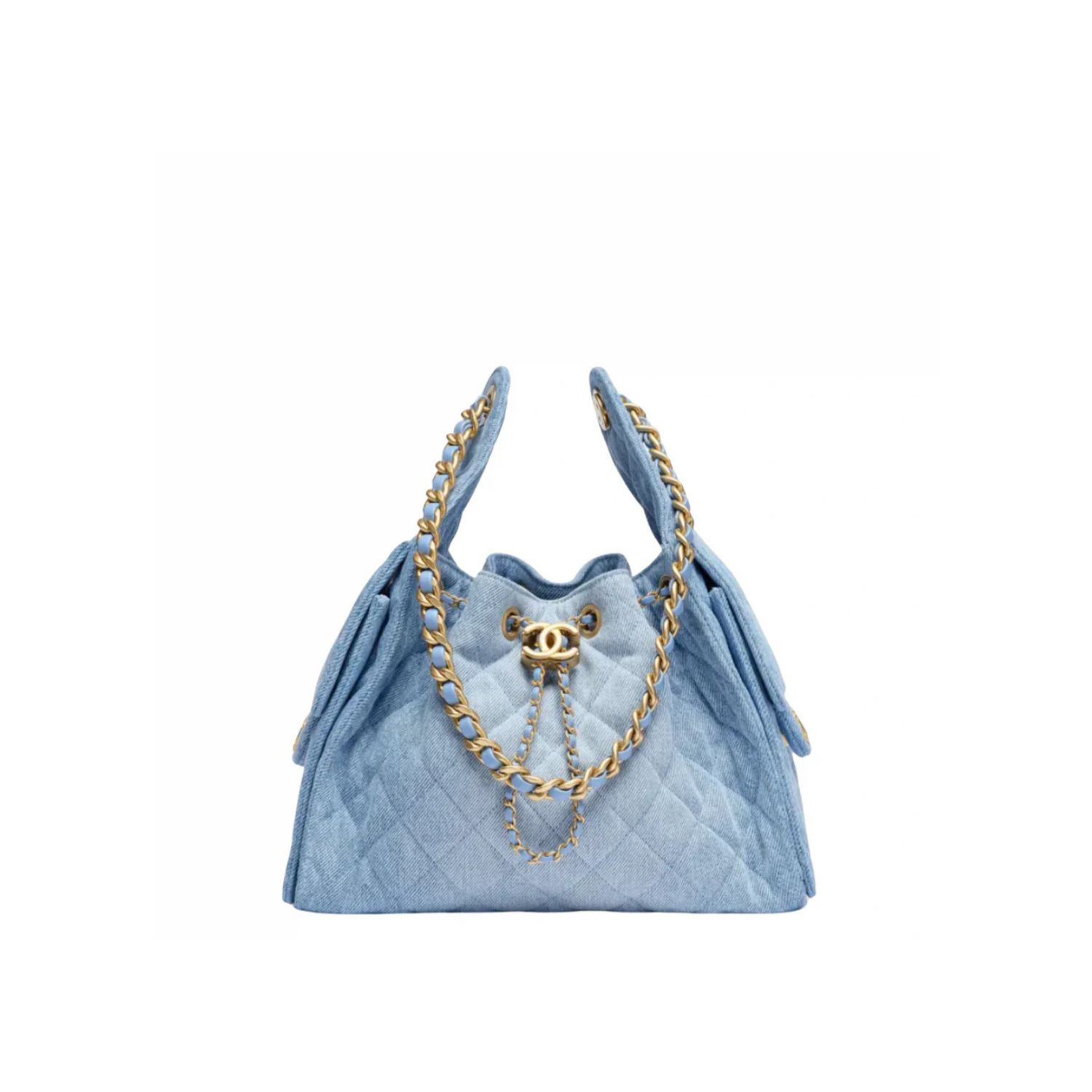 Chanel 25 Small Shoulder Bag 10.2in/ 26cm Blue Gold Hardware For Women AS5293 B20603 U0475