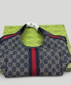 Gucci Giglio Small Tote Bag 9.8in/ 25cm Blue/ White Denim Gold Hardware For Women 860845 FAFRW 8864 - Image 5