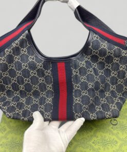 Gucci Giglio Small Tote Bag 9.8in/ 25cm Blue/ White Denim Gold Hardware For Women 860845 FAFRW 8864 - Image 6