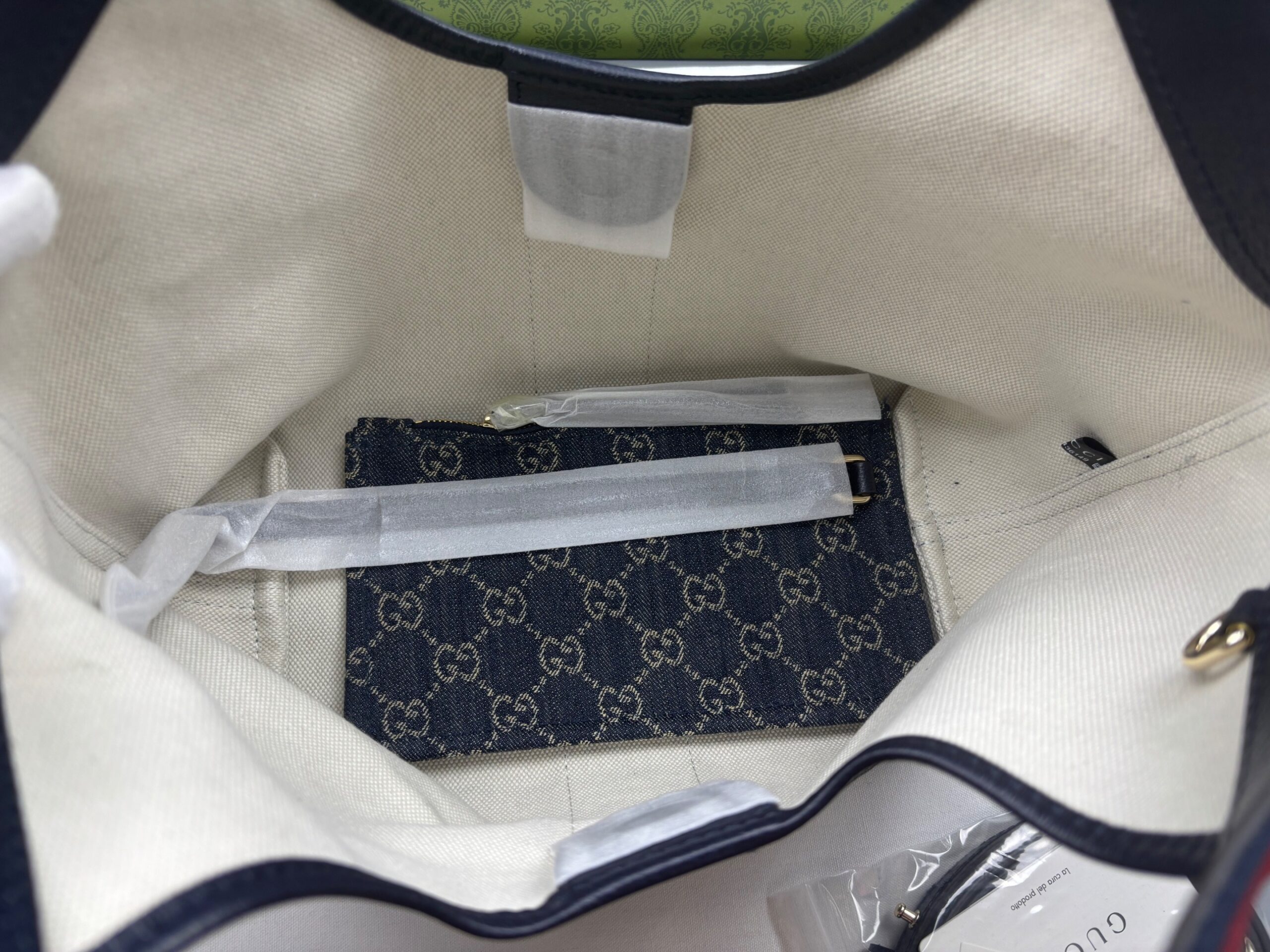 Gucci Giglio Small Tote Bag 9.8in/ 25cm Blue/ White Denim Gold Hardware For Women 860845 FAFRW 8864 - Image 8