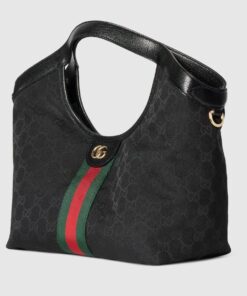 Gucci Giglio Small Tote Bag 9.8in/25cm Black Gold Hardware For Women 860845 FAFWA 1053 - Image 4