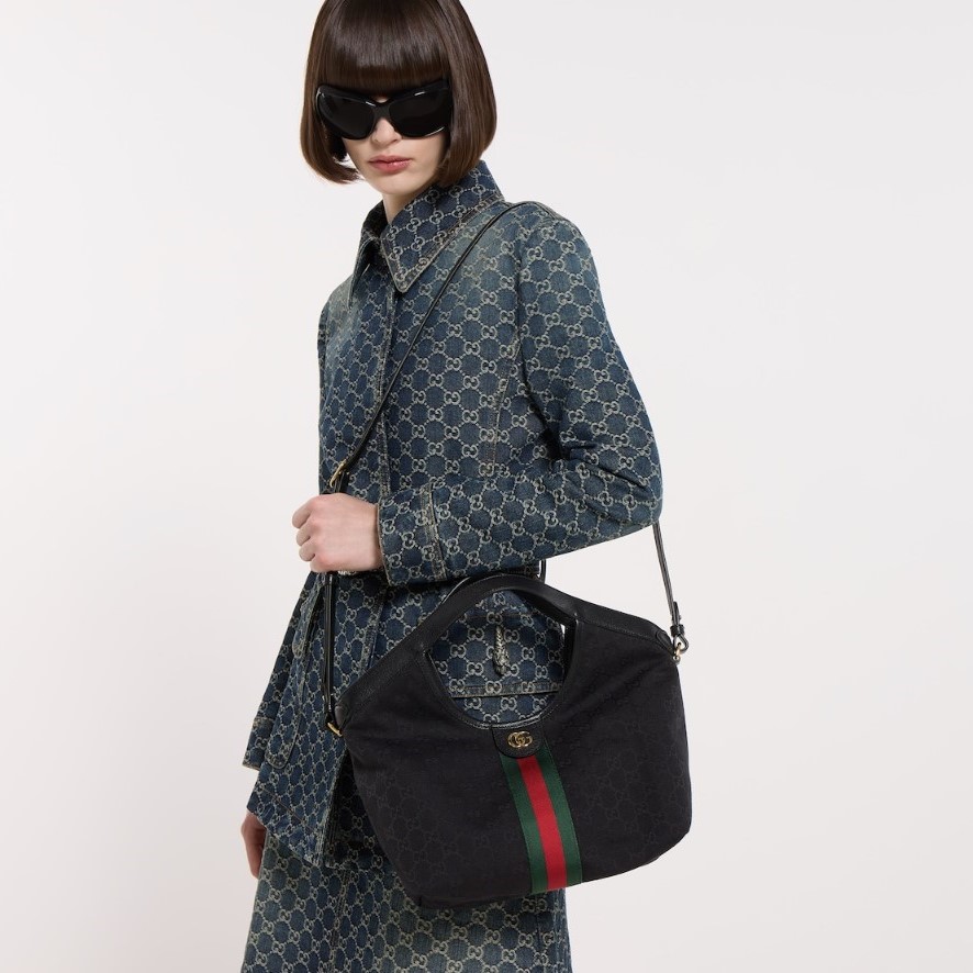 Gucci Giglio Small Tote Bag 9.8in/25cm Black Gold Hardware For Women 860845 FAFWA 1053 - Image 3