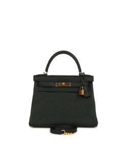 Hermes Kelly 28 Retourne Togo Black For Women 11in/28cm