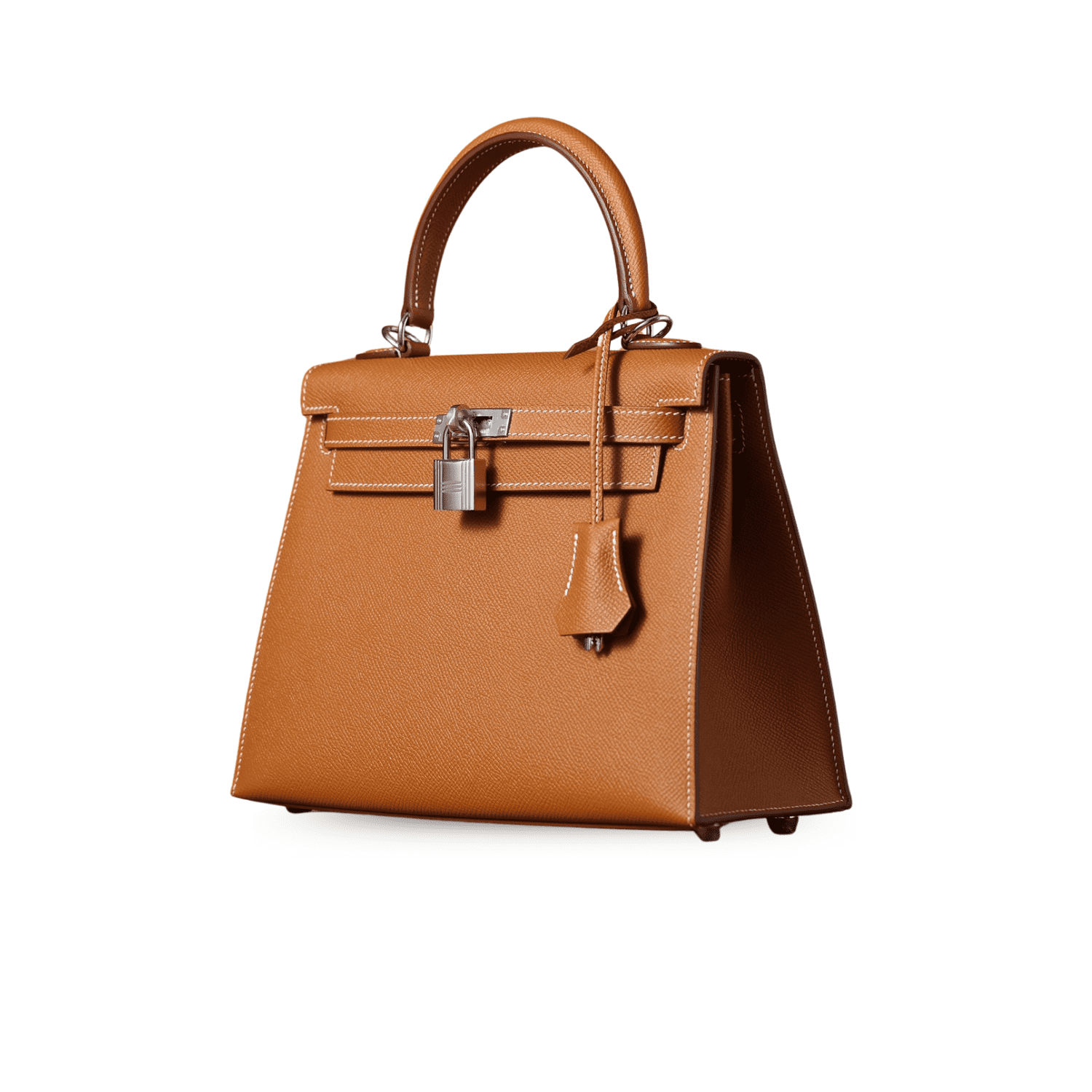 Hermes Kelly Epsom Top Handle Bag 9.8in/ 25cm Brown Silver Hardware For Women - Image 2