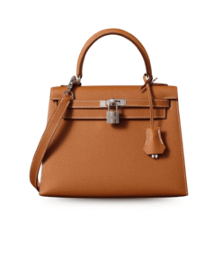 Hermes Kelly Epsom Top Handle Bag 9.8in/ 25cm Brown Silver Hardware For Women - Image 7
