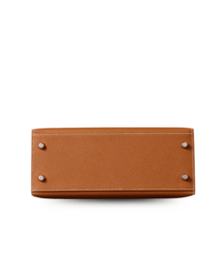 Hermes Kelly Epsom Top Handle Bag 9.8in/ 25cm Brown Silver Hardware For Women - Image 6