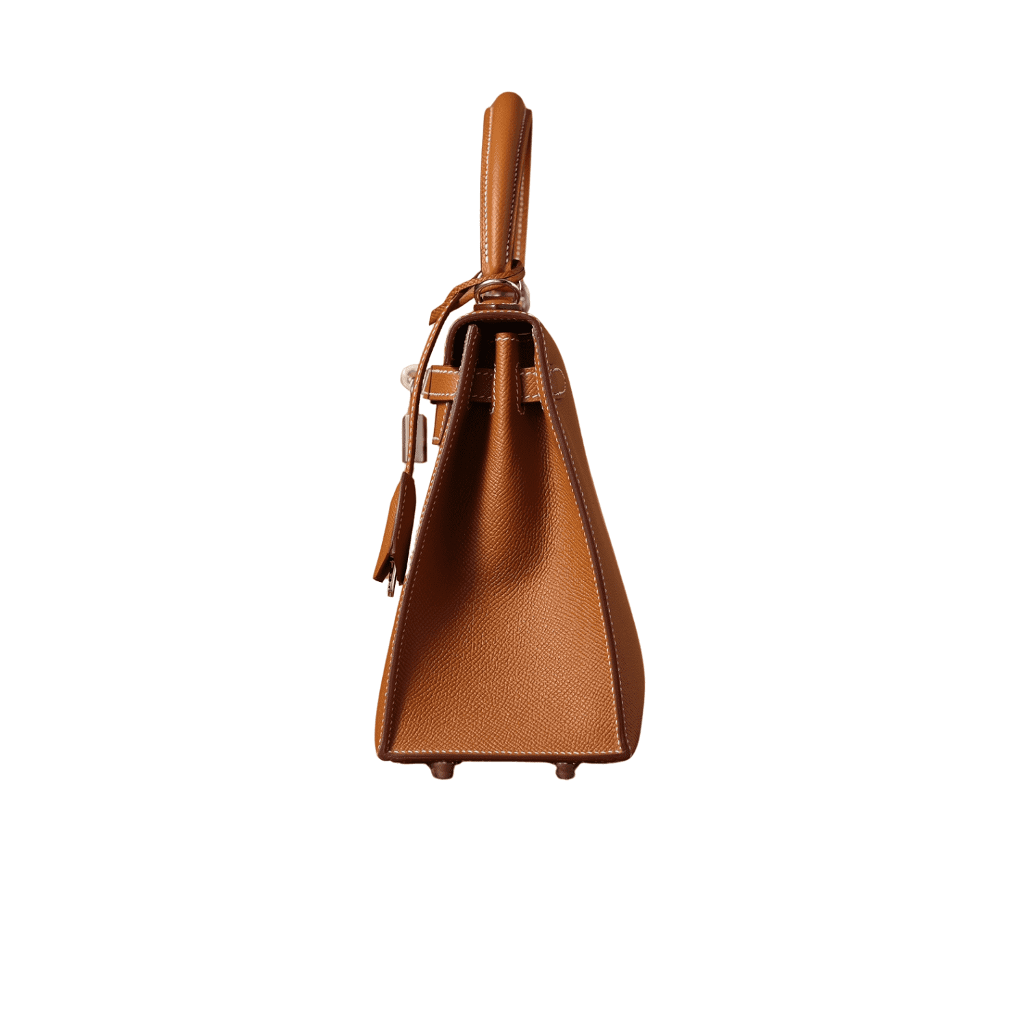 Hermes Kelly Epsom Top Handle Bag 9.8in/ 25cm Brown Silver Hardware For Women - Image 5