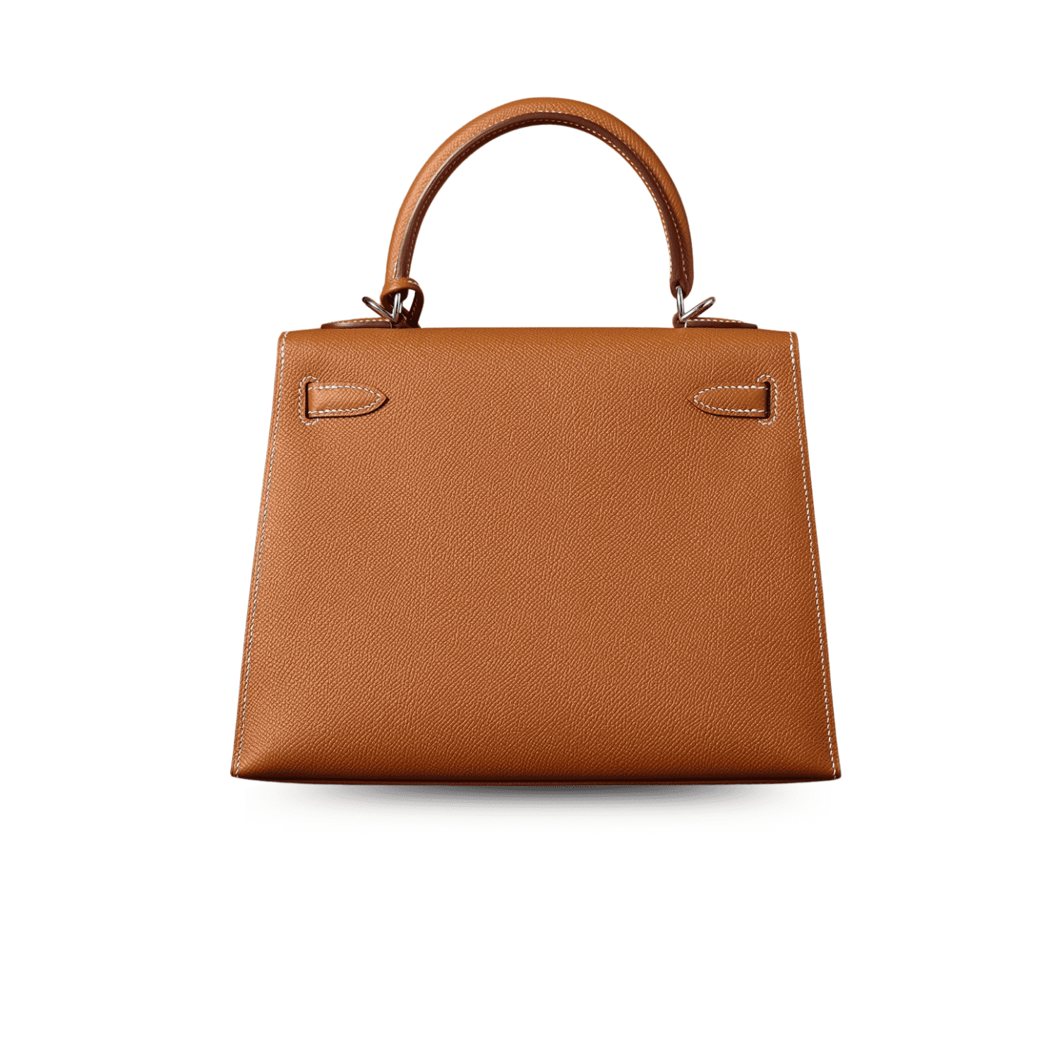 Hermes Kelly Epsom Top Handle Bag 9.8in/ 25cm Brown Silver Hardware For Women - Image 4