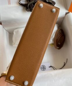 Hermes Kelly Mini Top Handle Bag 7.5in/ 19cm Brown Epsom Palladium Hardware For Women - Image 5