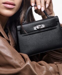 Alternative view of Hermes Kelly Mini Top Handle Bag 7.5in/ 19cm Noir Epsom Palladium Hardware For Women