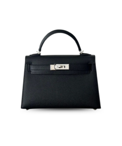 Hermes Kelly Mini Top Handle Bag 7.5in/ 19cm Noir Epsom Palladium Hardware For Women