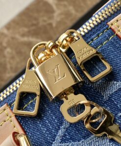 Louis Vuitton Keepall Bandouliere 45 Travel Bag 17.7in/ 45cm Blue Denim Gold Hardware M24315 - Image 9