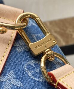 Louis Vuitton Keepall Bandouliere 45 Travel Bag 17.7in/ 45cm Blue Denim Gold Hardware M24315 - Image 6